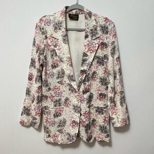 Vintage Toni Garment for CC Magic Womens Crepe Blazer Size Small Floral Grandma
